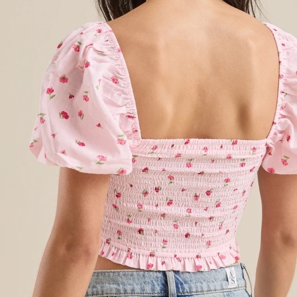 Altar'd State Morgan Pink Floral Smocked Top NWT - Picture 5 of 7